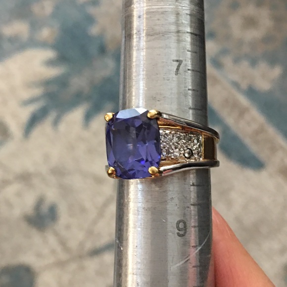Lab sapphire doublet gold vermeil ring - Picture 8 of 15